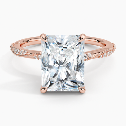 3.25 Karat Radiant Kesim Hidden Halo Tasarım Tektaş Laboratuvar Pırlanta Yüzük 18K  - Melora
