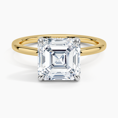 3.10 Karat Asscher Kesim Hidden Halo Tasarım Tektaş Laboratuvar Pırlanta Yüzük 18K  - Elora - Bold Diamonds