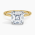 3.10 Karat Asscher Kesim Hidden Halo Tasarım Tektaş Laboratuvar Pırlanta Yüzük 18K  - Elora - Bold Diamonds