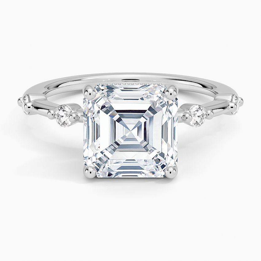 3.20 Karat Asscher Kesim Hidden Halo Tasarım Tektaş Laboratuvar Pırlanta Yüzük - Nice