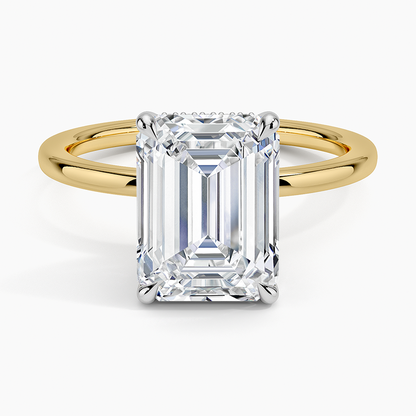 3.10 Karat Emerald Kesim Hidden Halo Tasarım Tektaş Laboratuvar Pırlanta Yüzük 18K  - Elora - Bold Diamonds