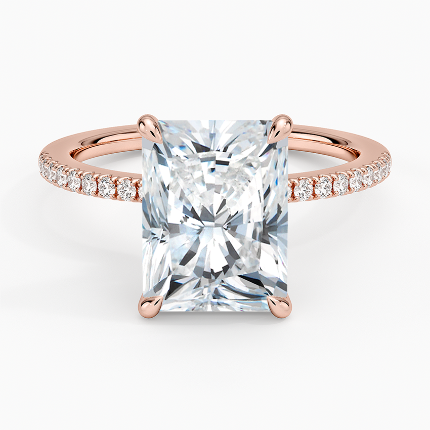 3.25 Karat Radiant Kesim Hidden Halo Tasarım Tektaş Laboratuvar Pırlanta Yüzük - Filora - Bold Diamonds