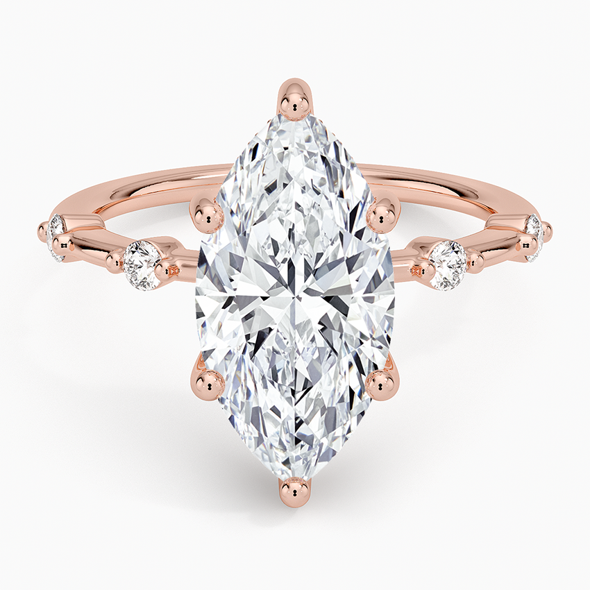 3.20 Karat Marquise Kesim Hidden Halo Tasarım Tektaş Laboratuvar Pırlanta Yüzük - Nice