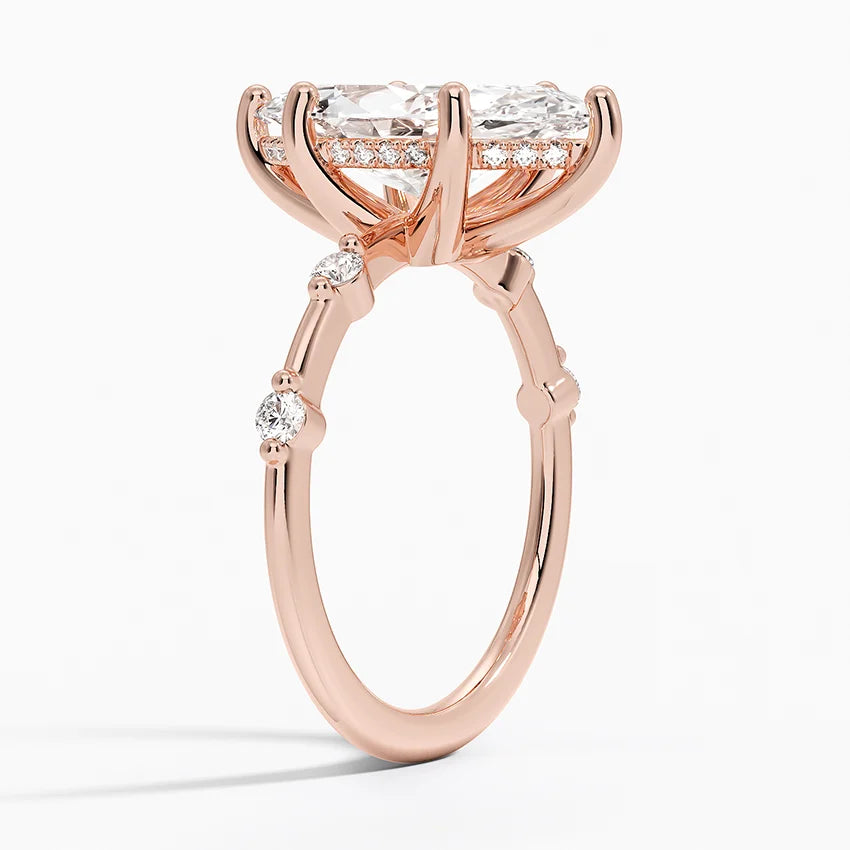 3.20 Karat Marquise Kesim Hidden Halo Tasarım Tektaş Laboratuvar Pırlanta Yüzük - Nice