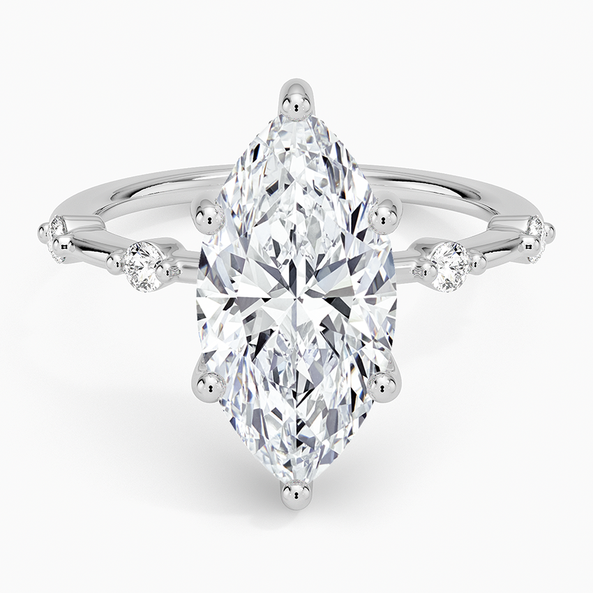 3.20 Karat Marquise Kesim Hidden Halo Tasarım Tektaş Laboratuvar Pırlanta Yüzük - Nice