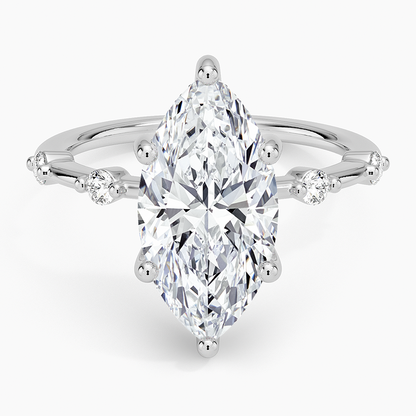 3.20 Marquise Kesim Hidden Halo Tasarım Tektaş Laboratuvar Pırlanta Yüzük - Zelora