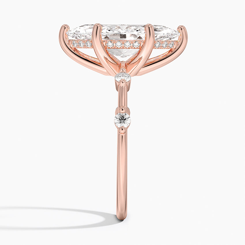 3.20 Karat Marquise Kesim Hidden Halo Tasarım Tektaş Laboratuvar Pırlanta Yüzük - Nice