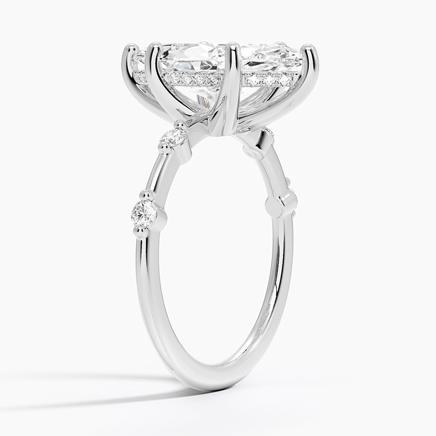 3.20 Karat Marquise Kesim Hidden Halo Tasarım Tektaş Laboratuvar Pırlanta Yüzük - Nice