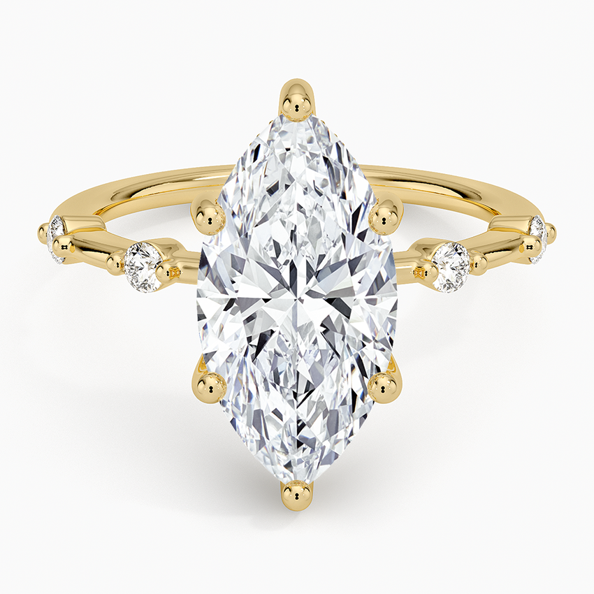 3.20 Karat Marquise Kesim Hidden Halo Tasarım Tektaş Laboratuvar Pırlanta Yüzük - Nice