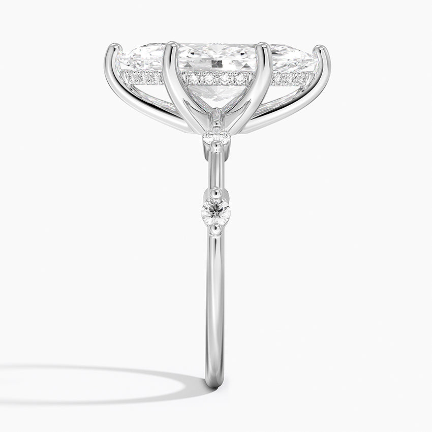 3.20 Karat Marquise Kesim Hidden Halo Tasarım Tektaş Laboratuvar Pırlanta Yüzük - Nice