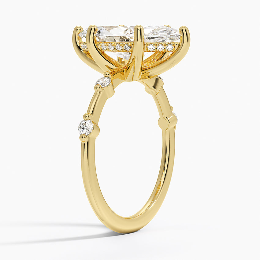 3.20 Karat Marquise Kesim Hidden Halo Tasarım Tektaş Laboratuvar Pırlanta Yüzük - Nice