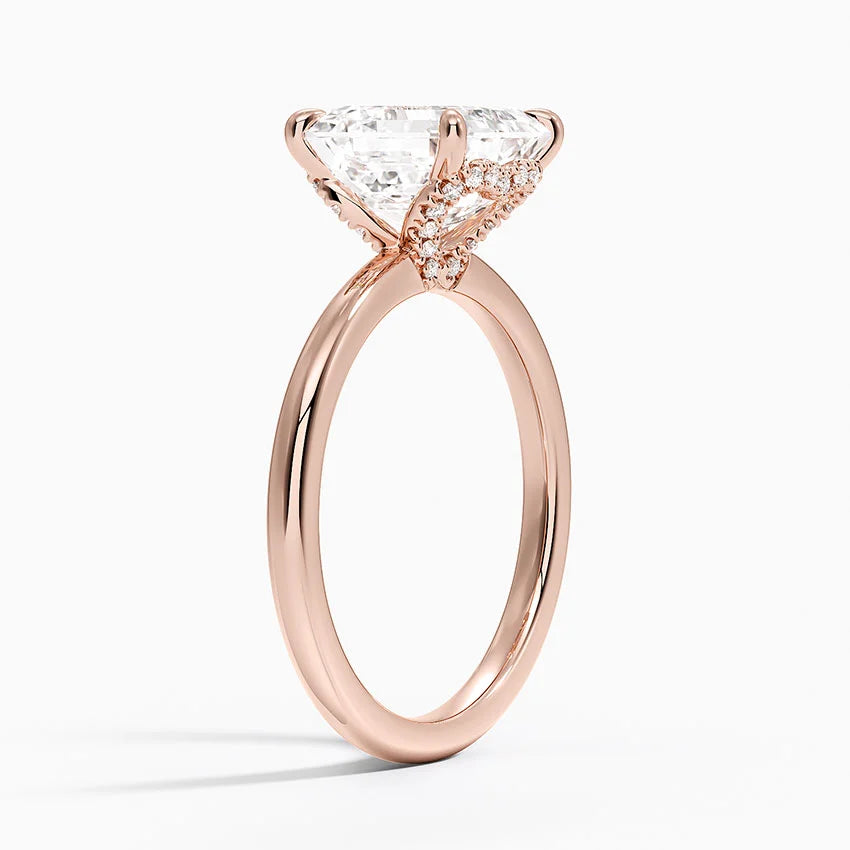 3.15 Karat Asscher Kesim Hidden Halo Tasarım Tektaş Laboratuvar Pırlanta Yüzük - Lyon
