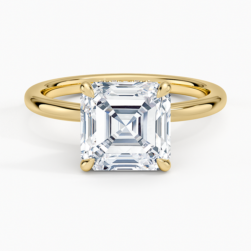 3.15 Karat Asscher Kesim Hidden Halo Tasarım Tektaş Laboratuvar Pırlanta Yüzük - Lyon
