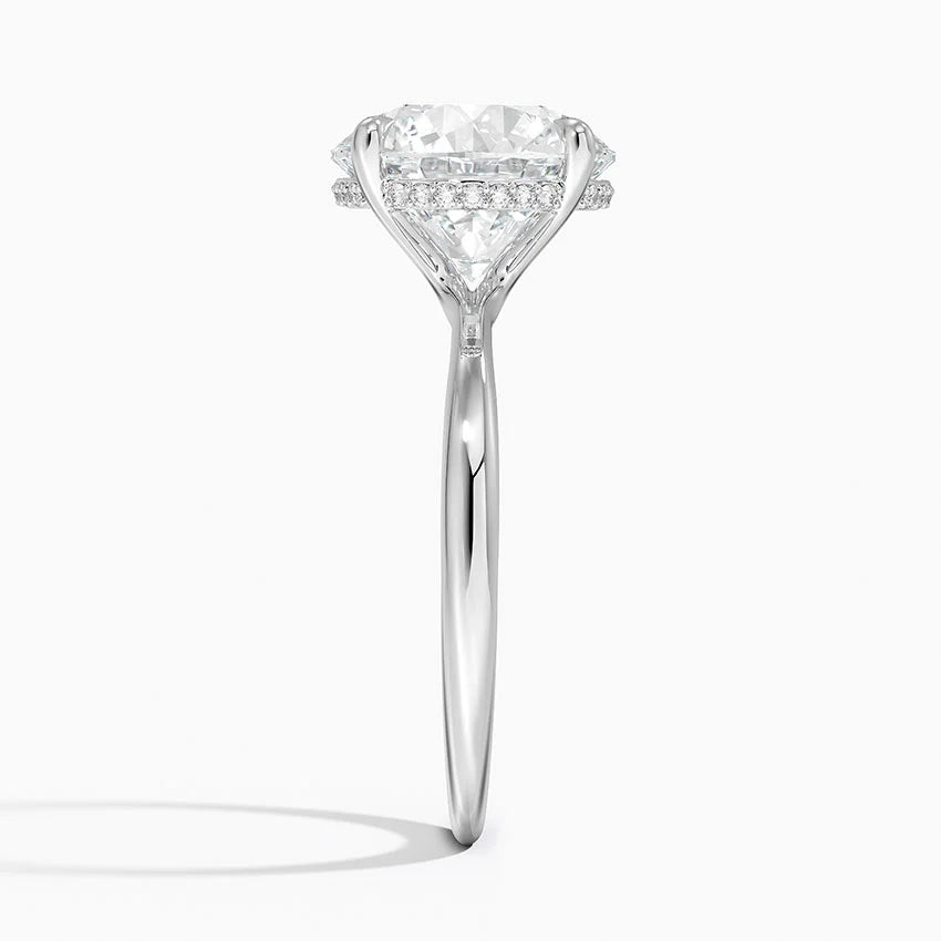 4.10 Karat Hidden Halo Tasarım Tektaş Laboratuvar Pırlanta Yüzük 18K  - Alvora - Bold Diamonds