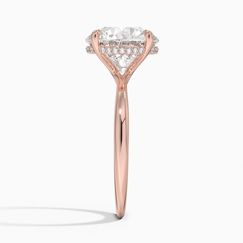 4.10 Karat Hidden Halo Tasarım Tektaş Laboratuvar Pırlanta Yüzük 18K  - Alvora - Bold Diamonds