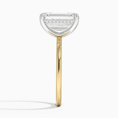 4.10 Karat Emerald Kesim Hidden Halo Tasarım Tektaş Laboratuvar Pırlanta Yüzük 18K  - Elora - Bold Diamonds