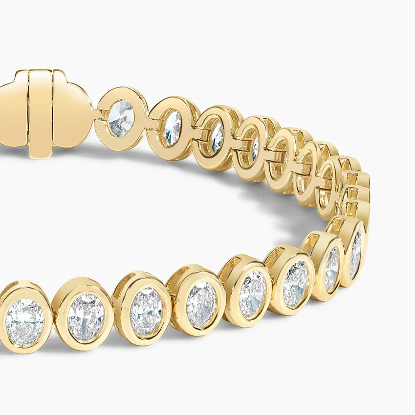 Su Yolu Model 4.00 Karat Oval Kesim Laboratuvar Pırlanta Bileklik 18K - Bold Diamonds