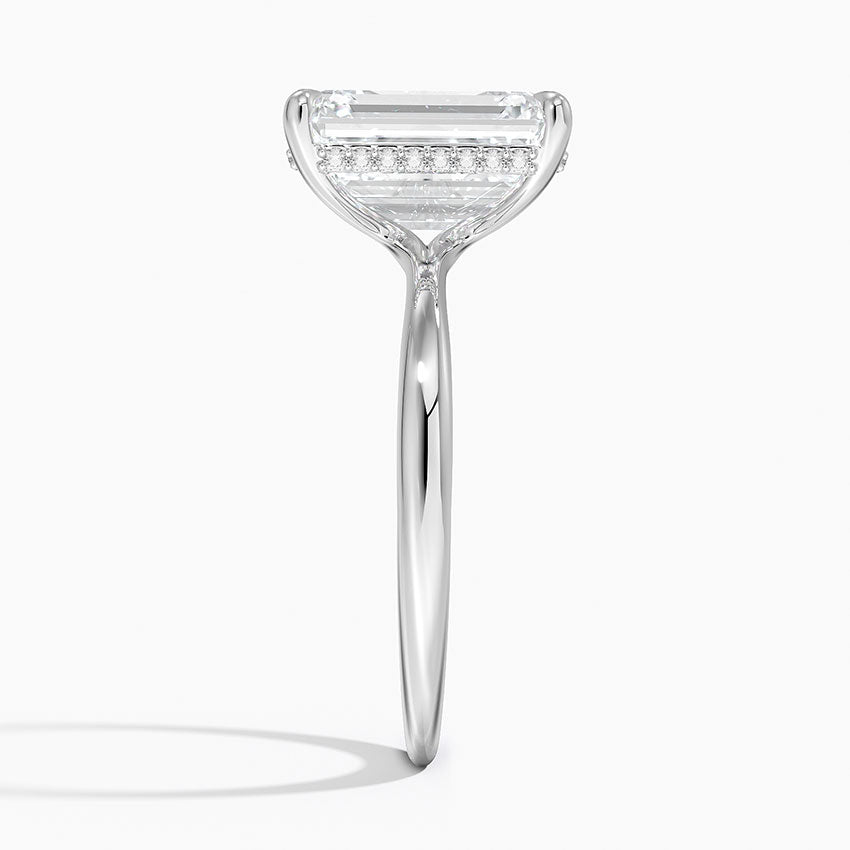 4.10 Karat Emerald Kesim Hidden Halo Tasarım Tektaş Laboratuvar Pırlanta Yüzük 18K  - Alvora - Bold Diamonds