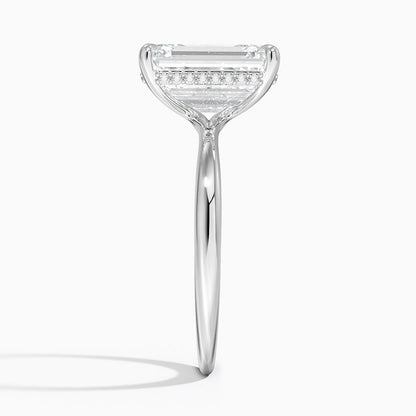 4.10 Karat Emerald Kesim Hidden Halo Tasarım Tektaş Laboratuvar Pırlanta Yüzük 18K  - Alvora - Bold Diamonds