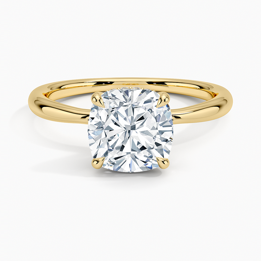 4.10 Karat Cushion Kesim Hidden Halo Tasarım Tektaş Laboratuvar Pırlanta Yüzük 18K  - Alvora - Bold Diamonds