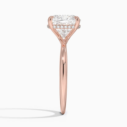 4.10 Karat Cushion Kesim Hidden Halo Tasarım Tektaş Laboratuvar Pırlanta Yüzük 18K  - Alvora - Bold Diamonds