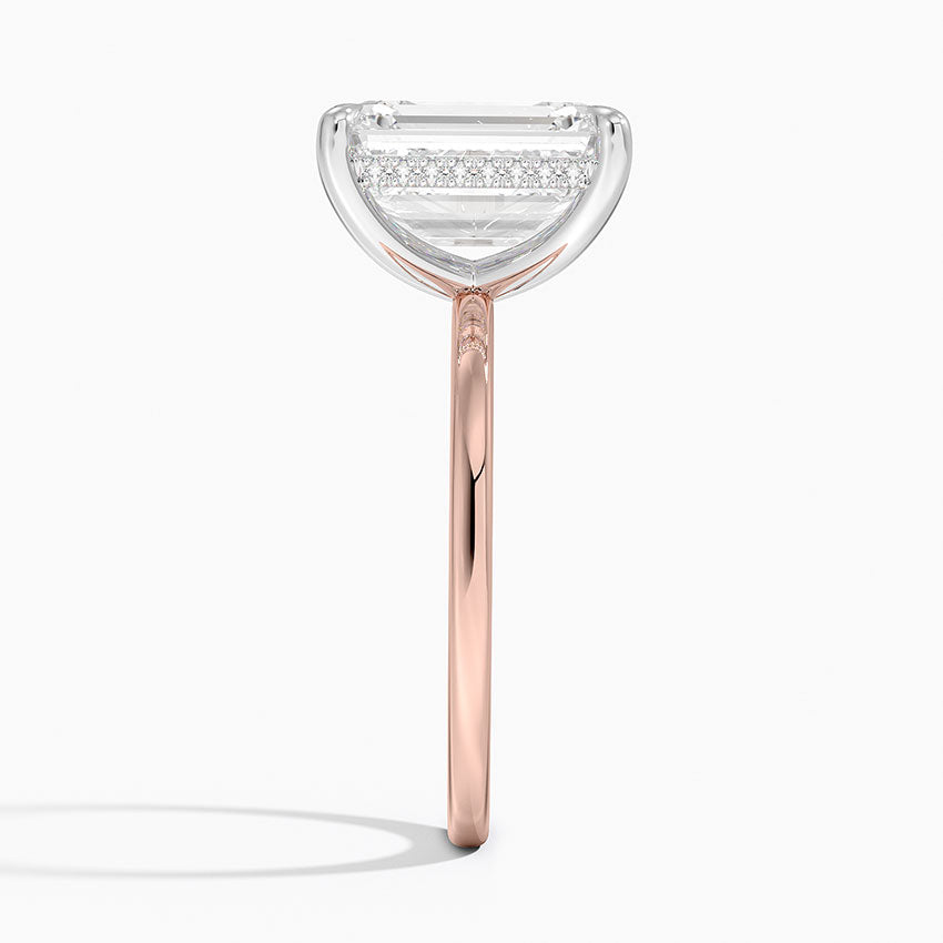 4.10 Karat Emerald Kesim Hidden Halo Tasarım Tektaş Laboratuvar Pırlanta Yüzük 18K  - Elora - Bold Diamonds