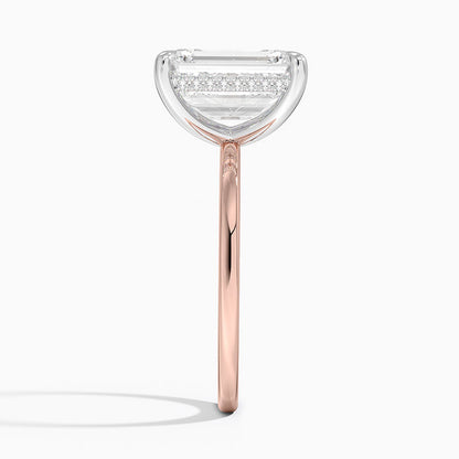 4.10 Karat Emerald Kesim Hidden Halo Tasarım Tektaş Laboratuvar Pırlanta Yüzük 18K  - Elora - Bold Diamonds