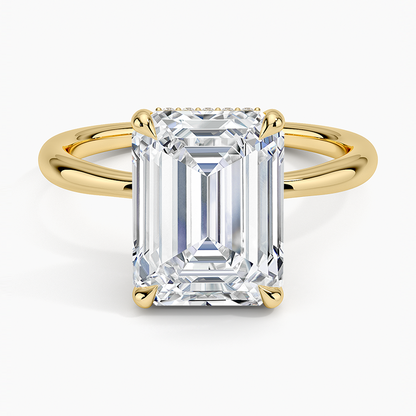 4.10 Karat Emerald Kesim Hidden Halo Tasarım Tektaş Laboratuvar Pırlanta Yüzük 18K  - Alvora - Bold Diamonds