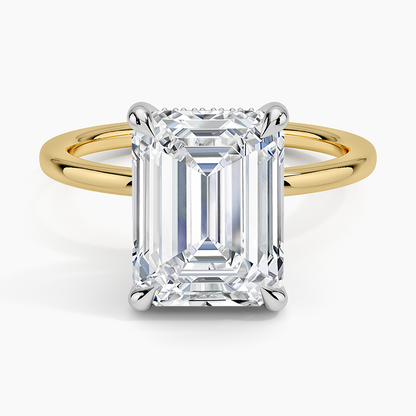 4.10 Karat Emerald Kesim Hidden Halo Tasarım Tektaş Laboratuvar Pırlanta Yüzük 18K  - Elora - Bold Diamonds