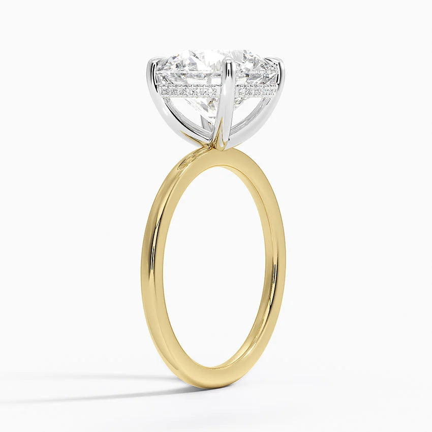4.10 Karat Hidden Halo Tasarım Tektaş Laboratuvar Pırlanta Yüzük 18K  - Elora - Bold Diamonds