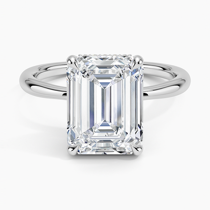4.10 Karat Emerald Kesim Hidden Halo Tasarım Tektaş Laboratuvar Pırlanta Yüzük 18K  - Alvora - Bold Diamonds