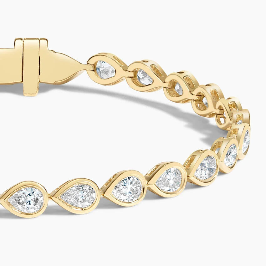 Su Yolu Model 4.00 Karat Damla Kesim Laboratuvar Pırlanta Bileklik 18K - Bold Diamonds