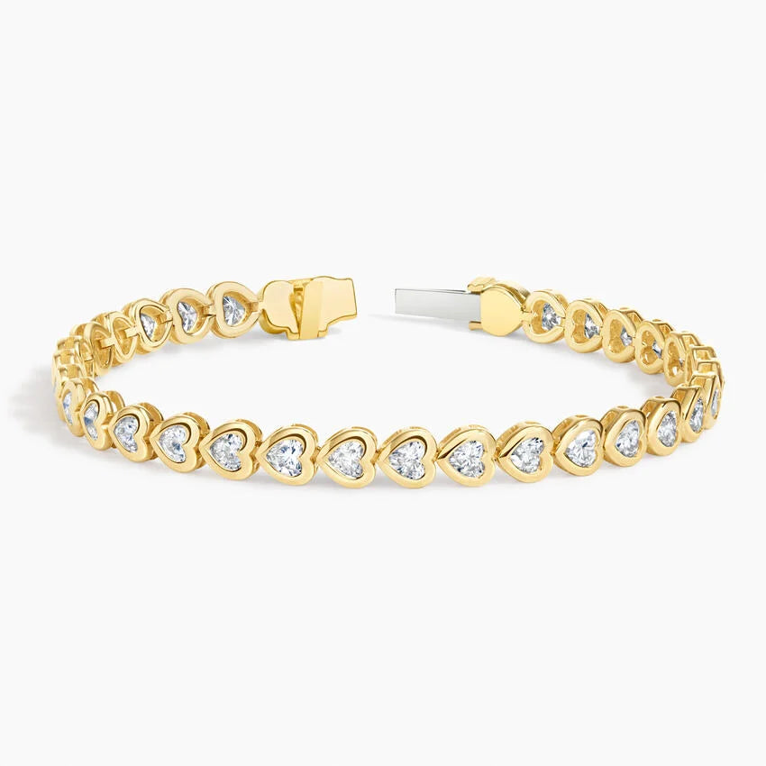Su Yolu Model 4.00 Karat Kalp Kesim Laboratuvar Pırlanta Bileklik 18K - Bold Diamonds