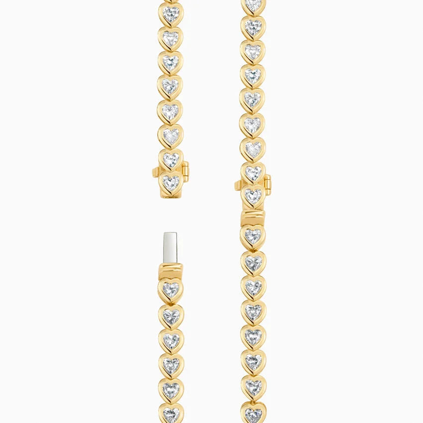 Su Yolu Model 4.00 Karat Kalp Kesim Laboratuvar Pırlanta Bileklik 18K - Bold Diamonds