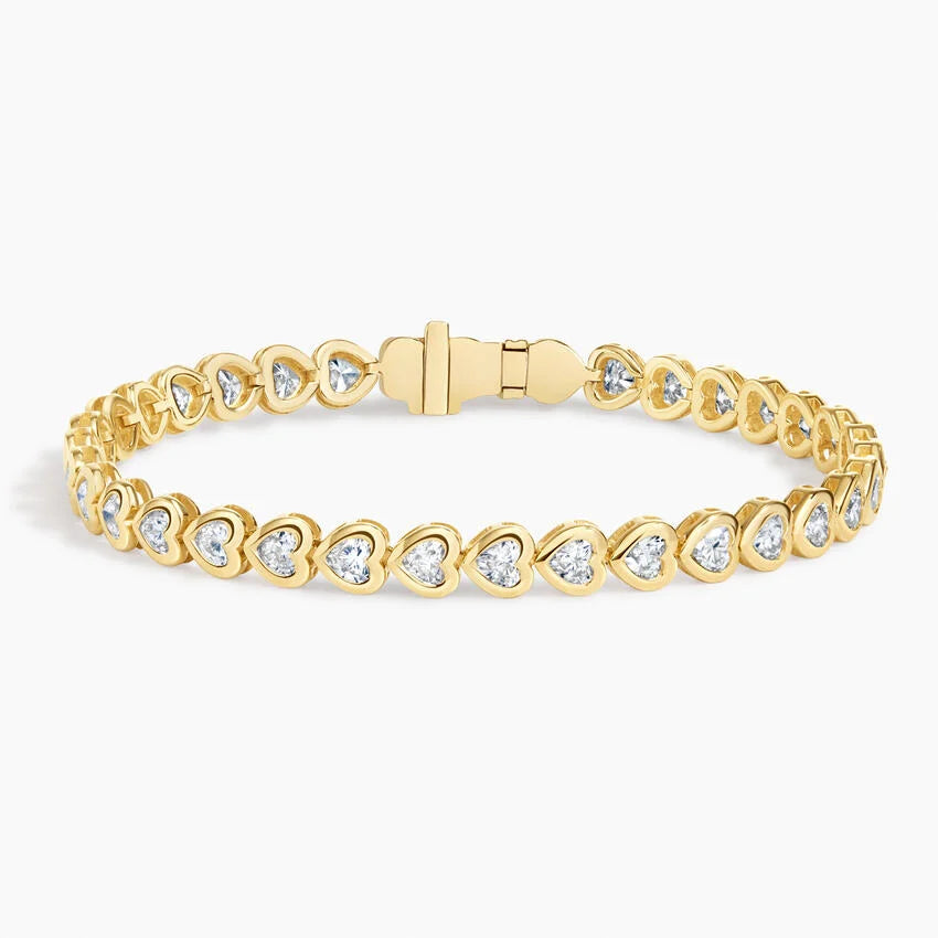 Su Yolu Model 4.00 Karat Kalp Kesim Laboratuvar Pırlanta Bileklik 18K - Bold Diamonds