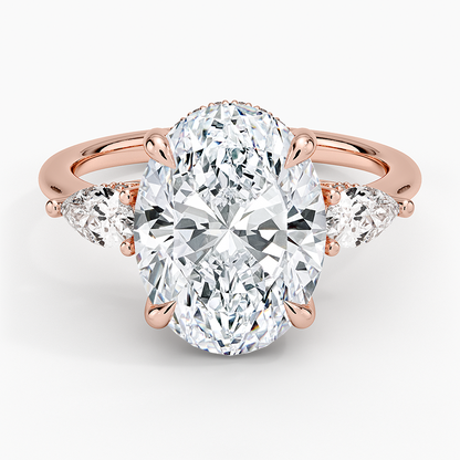 4.50 Oval Kesim Hidden Halo Tasarım Tektaş Laboratuvar Pırlanta Yüzük - Nilora