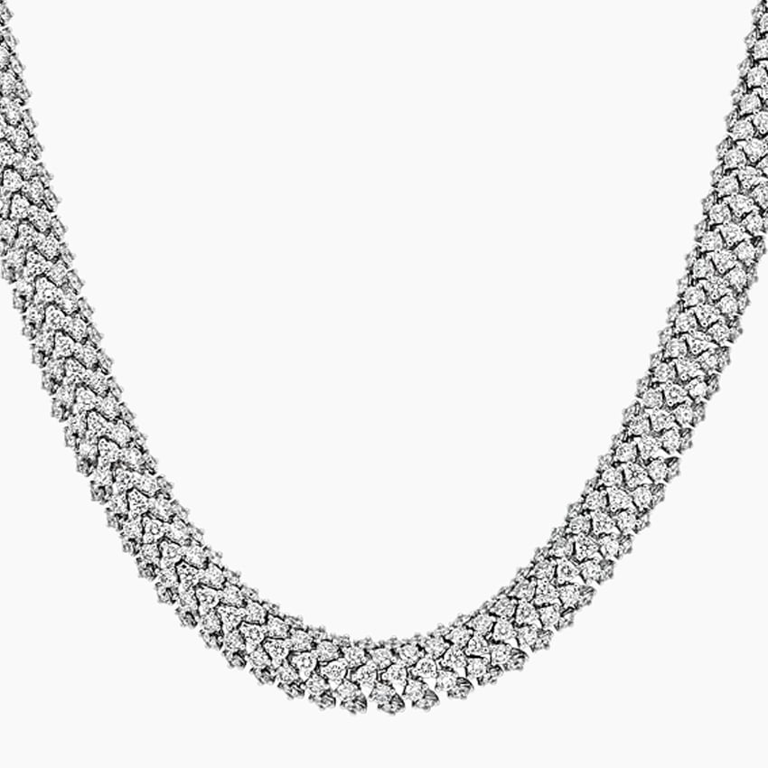 Kraliyet Damlası Model 43.00 karat Yuvarlak Kesim Laboratuvar Pırlanta Kolye 18K - Bold Diamonds
