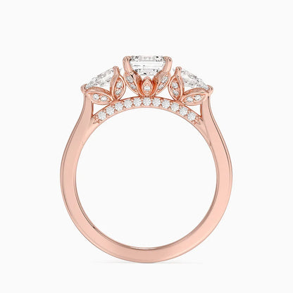 1.75 Karat Asscher Kesim Hidden Halo Tasarım Tektaş Laboratuvar Pırlanta Yüzük 18K - Calora