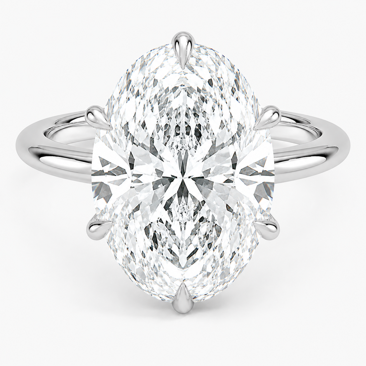 Altı Tırnak 7.00 Karat D-VS Oval Tektaş Laboratuvar Pırlanta Yüzük - Bold Diamonds