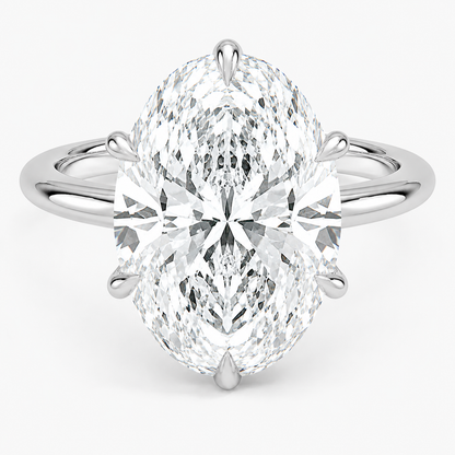 Altı Tırnak 7.00 Karat D-VS Oval Tektaş Laboratuvar Pırlanta Yüzük - Bold Diamonds