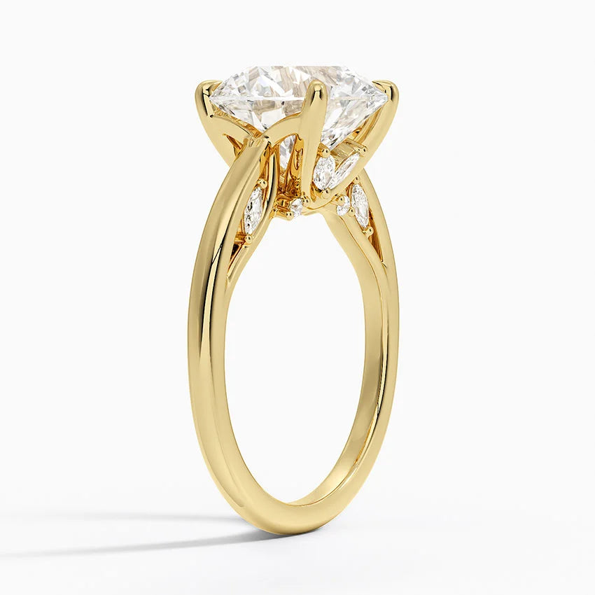 4.30  Hidden Halo Tasarım Tektaş Laboratuvar Pırlanta Yüzük  - Dalara