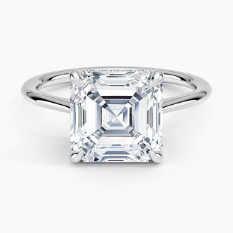 4.10 Karat Asscher Kesim Hidden Halo Tasarım Tektaş Laboratuvar Pırlanta Yüzük - Monaco