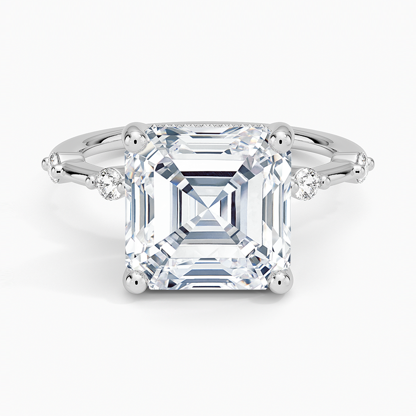 4.20 Asscher Kesim Hidden Halo Tasarım Tektaş Laboratuvar Pırlanta Yüzük - Zelora