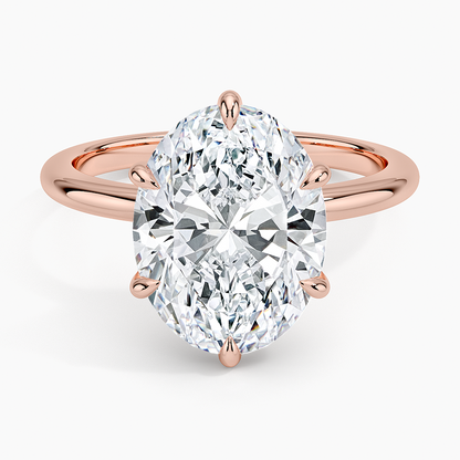 4.10 Oval Kesim Hidden Halo Tasarım Tektaş Laboratuvar Pırlanta Yüzük - Eylora