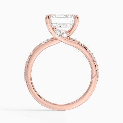 4.25 Karat Asscher Kesim Hidden Halo Tasarım Tektaş Laboratuvar Pırlanta Yüzük 18K  - Melora