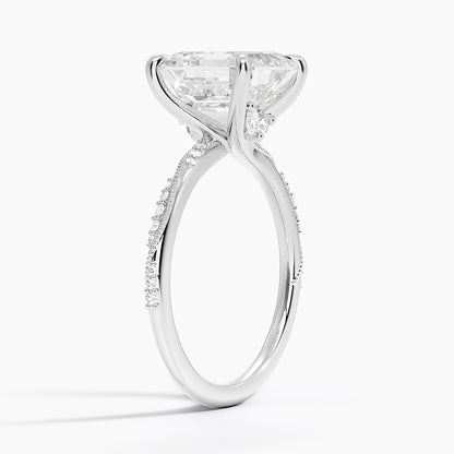 4.25 Karat Asscher Kesim Hidden Halo Tasarım Tektaş Laboratuvar Pırlanta Yüzük 18K  - Melora