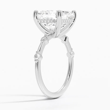 4.20 Asscher Kesim Hidden Halo Tasarım Tektaş Laboratuvar Pırlanta Yüzük - Zelora