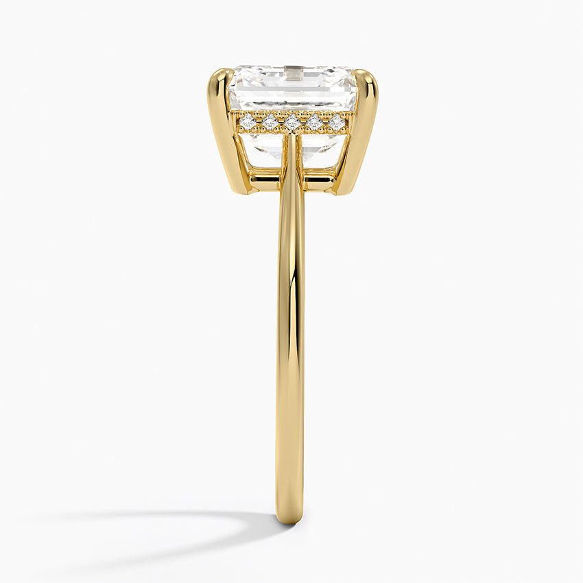 4.10 Asscher Kesim Hidden Halo Tasarım Tektaş Laboratuvar Pırlanta Yüzük - Tilora