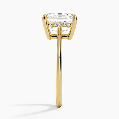 4.10 Asscher Kesim Hidden Halo Tasarım Tektaş Laboratuvar Pırlanta Yüzük - Tilora