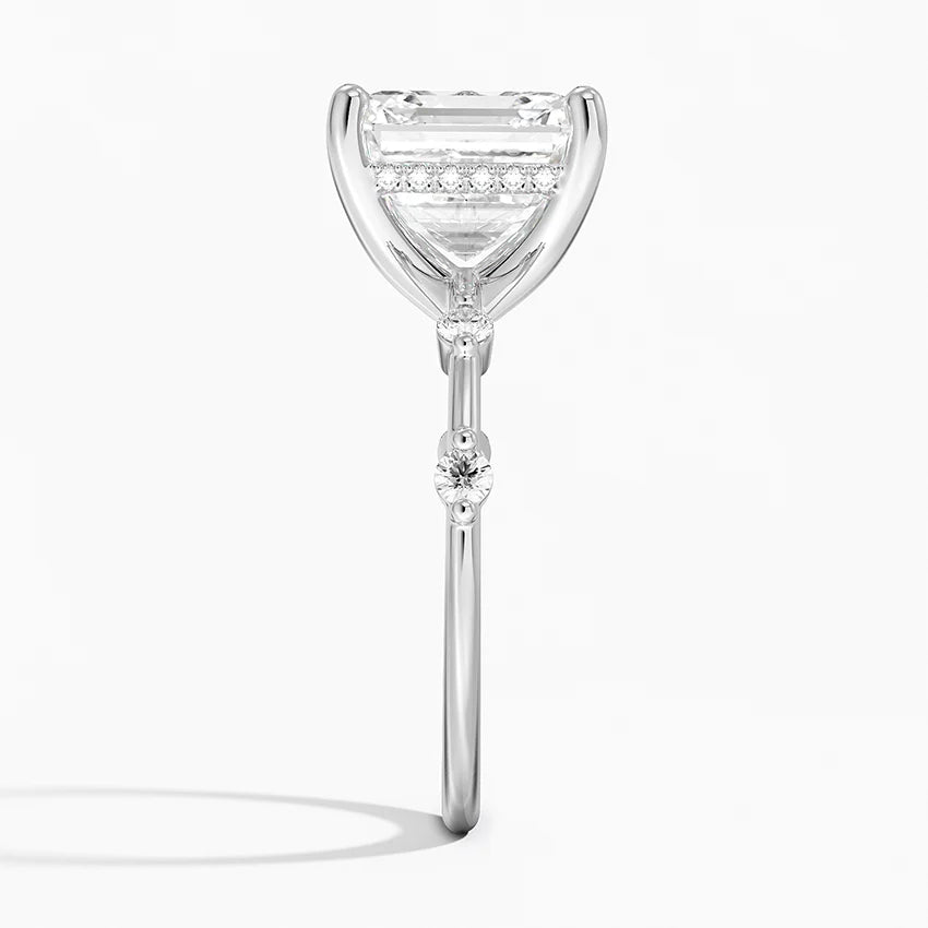 4.20 Karat Asscher Kesim Hidden Halo Tasarım Tektaş Laboratuvar Pırlanta Yüzük - Nice